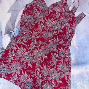 LOFT Floral Red and Blue Jumpsuit size Small